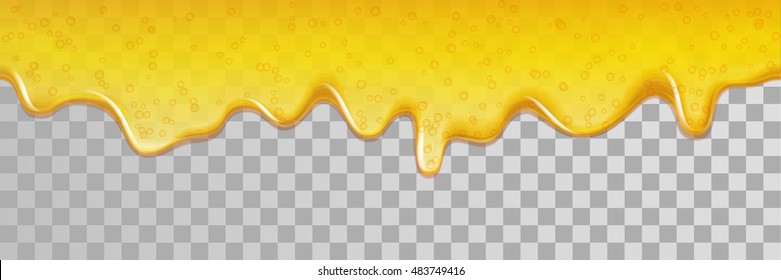 Seamless honey dripping honey. Vector flowing down honey background.