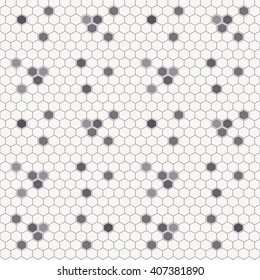 Seamless honey pattern with empty and filled honey cells in linear style. Hexagonal endless texture for business. Black and white (monochrome)