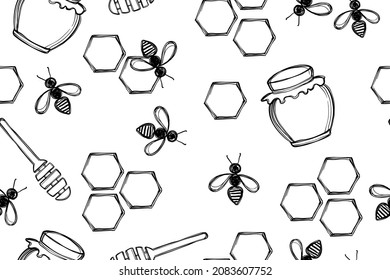 Seamless honey pattern, vector illustration