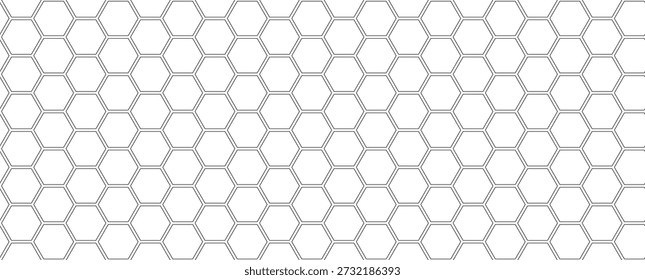 Nahtloses Wabensechskantgitter mit doppelten Linienkonturen auf weißem Hintergrund, geeignet für technisches Design, industrielle Konzepte, moderne Schnittstellen und abstrakte geometrische Hintergründe