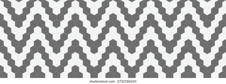 Padrão de azulejo hexagonal sem costura em favo de mel com blocos alternados cinza e branco, formando uma estrutura geométrica modular adequada para design moderno, arquitetura, tecnologia, visuais e fundos abstratos