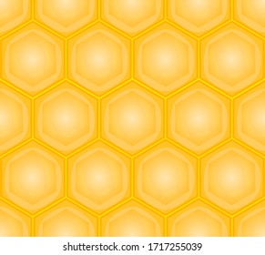 Patrón de peine de miel sin inconvenientes. Fondo de colmena de abejas geométricas. Textura de células hexagonales sin infiltración. Formas amarillas de miel de abeja. Diseño brillante para banner, tarjeta, fondo o papel pintado. Ilustración vectorial de existencias