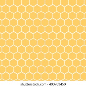 Seamless Honeycomb Pattern. Hand drawn yellow honey sweet background.  Honey pollinate. Yellow bee colony. 