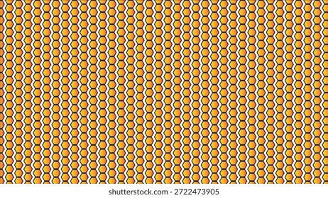 Seamless honeycomb pattern with orange yellow gradient and black outlines 