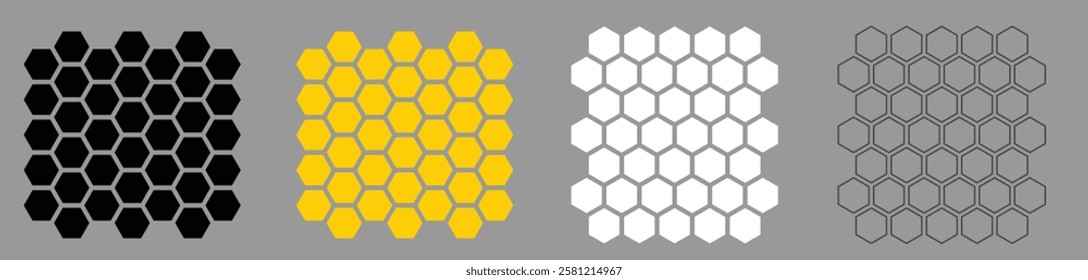 Seamless honeycomb texture with hexagonal geometric pattern, creating a structured and repetitive design. Vector illustration.