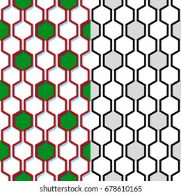 Seamless Honeycomb Vector Pattern. Geometric Background. Monochrome and Colored Version