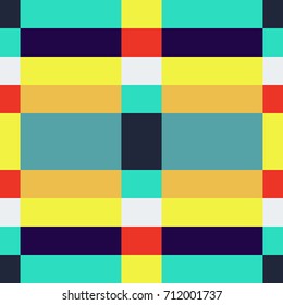 Seamless horizontal abstract geometric vector pattern. Ornament of lines in colors pink, red, violet, green, brown, black and white. Gift wrapping paper, bed sheets and interior, cloth, fabric.