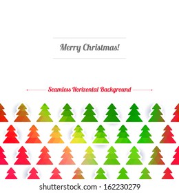 Seamless horizontal background - christmas trees. Christmas design, good for postcards.