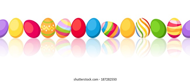 Seamless horizontal background with colorful Easter eggs. Vector eps-10.