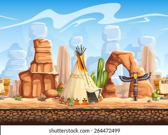 Seamless horizontal background wild west. Set 3  for video web game user interface