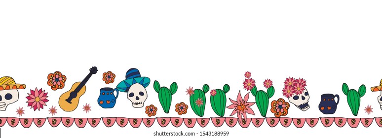 Seamless horizontal banner to the celebration of the day of death.