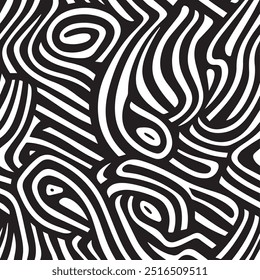 Seamless horizontal banner with doodle bold lines