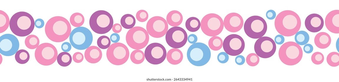 Seamless horizontal banner pattern with shells, bubbles, seaweed, fish, corals and starfish. Marine life on white background