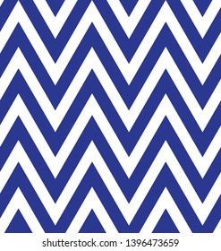 Seamless horizontal blue and white zigzag stripes pattern. Geometric repeating pattern of zigzag. Vector and illustration background design.