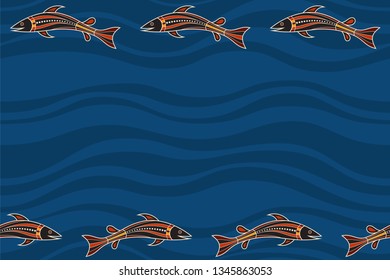 Seamless Horizontal Border Pattern Fishes Abstract Stock Vector ...