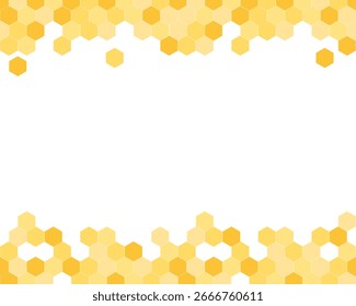 Padrão de borda horizontal uniforme com favo de mel. Design de quadro de apicultura bonito isolado no fundo branco. Ilustração vetorial