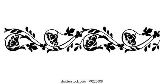 Black And White Floral Horizontal Border Images Stock Photos Vectors Shutterstock