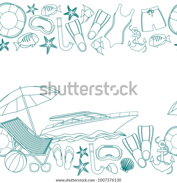 Seamless Horizontal Borders Beach Summer Holidays Stock Vector Royalty Free