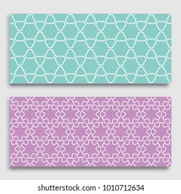 Seamless horizontal borders with repeating line texture. Geometric seamless lace patterns collection for banners, greeting cards or birthday invitations. Ethnic arabic, indian, turkish ornament