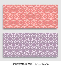 Seamless horizontal borders with repeating line texture. Geometric seamless lace patterns collection for banners, greeting cards or birthday invitations. Ethnic arabic, indian, turkish ornament