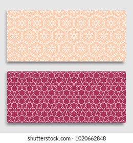 Seamless horizontal borders with repeating line texture. Geometric seamless lace patterns collection for banners, greeting cards or birthday invitations. Ethnic arabic, indian, turkish ornament