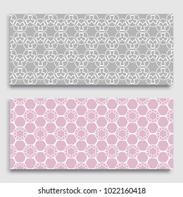 Seamless horizontal borders with repeating line texture. Geometric seamless lace patterns collection for banners, greeting cards or birthday invitations. Ethnic arabic, indian, turkish ornament