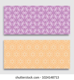 Seamless horizontal borders with repeating line texture. Geometric seamless lace patterns collection for banners, greeting cards or birthday invitations. Ethnic arabic, indian, turkish ornament