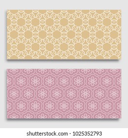 Seamless horizontal borders with repeating line texture. Geometric seamless lace patterns collection for banners, greeting cards or birthday invitations. Ethnic arabic, indian, turkish ornament