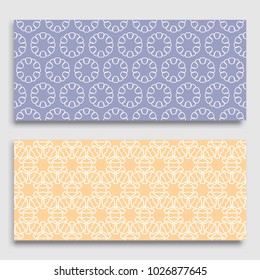 Seamless horizontal borders with repeating line texture. Geometric seamless lace patterns collection for banners, greeting cards or birthday invitations. Ethnic arabic, indian, turkish ornament