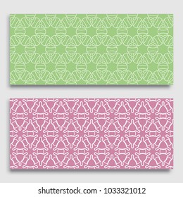 Seamless horizontal borders with repeating line texture. Geometric seamless lace patterns collection for banners, greeting cards or birthday invitations. Ethnic arabic, indian, turkish ornament