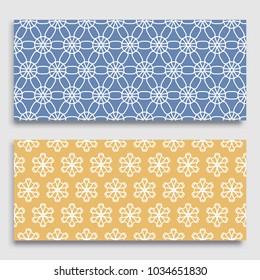 Seamless horizontal borders with repeating line texture. Geometric seamless lace patterns collection for banners, greeting cards or birthday invitations. Ethnic arabic, indian, turkish ornament
