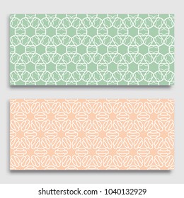 Seamless horizontal borders with repeating line texture. Geometric seamless lace patterns collection for banners, greeting cards or birthday invitations. Ethnic arabic, indian, turkish ornament