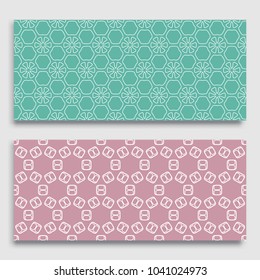 Seamless horizontal borders with repeating line texture. Geometric seamless lace patterns collection for banners, greeting cards or birthday invitations. Ethnic arabic, indian, turkish ornament
