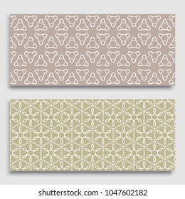 Seamless horizontal borders with repeating line texture. Geometric seamless lace patterns collection for banners, greeting cards or birthday invitations. Ethnic arabic, indian, turkish ornament