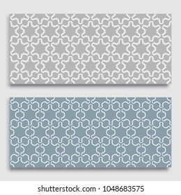 Seamless horizontal borders with repeating line texture. Geometric seamless lace patterns collection for banners, greeting cards or birthday invitations. Ethnic arabic, indian, turkish ornament