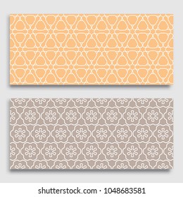Seamless horizontal borders with repeating line texture. Geometric seamless lace patterns collection for banners, greeting cards or birthday invitations. Ethnic arabic, indian, turkish ornament