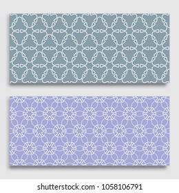 Seamless horizontal borders with repeating line texture. Geometric seamless lace patterns collection for banners, greeting cards or birthday invitations. Ethnic arabic, indian, turkish ornament