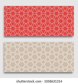 Seamless horizontal borders with repeating line texture. Geometric seamless lace patterns collection for banners, greeting cards or birthday invitations. Ethnic arabic, indian, turkish ornament