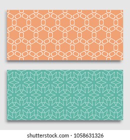 Seamless horizontal borders with repeating line texture. Geometric seamless lace patterns collection for banners, greeting cards or birthday invitations. Ethnic arabic, indian, turkish ornament