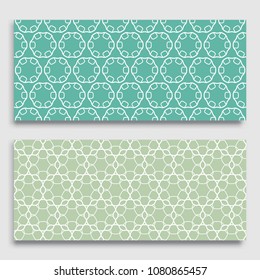 Seamless horizontal borders with repeating line texture. Geometric seamless lace patterns collection for banners, greeting cards or birthday invitations. Ethnic arabic, indian, turkish ornament