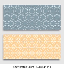 Seamless horizontal borders with repeating line texture. Geometric seamless lace patterns collection for banners, greeting cards or birthday invitations. Ethnic arabic, indian, turkish ornament