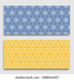 Seamless horizontal borders with repeating line texture. Geometric seamless lace patterns collection for banners, greeting cards or birthday invitations. Ethnic arabic, indian, turkish ornament