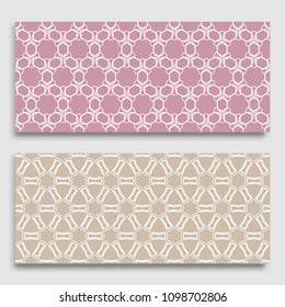 Seamless horizontal borders with repeating line texture. Geometric seamless lace patterns collection for banners, greeting cards or birthday invitations. Ethnic arabic, indian, turkish ornament