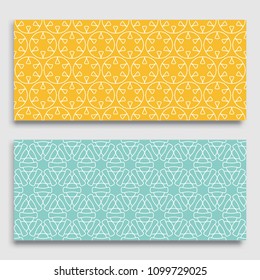 Seamless horizontal borders with repeating line texture. Geometric seamless lace patterns collection for banners, greeting cards or birthday invitations. Ethnic arabic, indian, turkish ornament