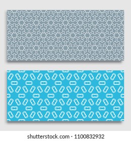 Seamless horizontal borders with repeating line texture. Geometric seamless lace patterns collection for banners, greeting cards or birthday invitations. Ethnic arabic, indian, turkish ornament