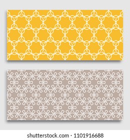 Seamless horizontal borders with repeating line texture. Geometric seamless lace patterns collection for banners, greeting cards or birthday invitations. Ethnic arabic, indian, turkish ornament