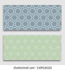 Seamless horizontal borders with repeating line texture. Geometric seamless lace patterns collection for banners, greeting cards or birthday invitations. Ethnic arabic, indian, turkish ornament