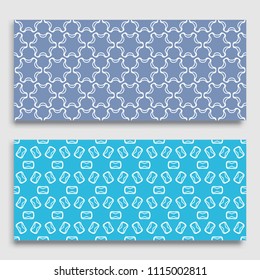 Seamless horizontal borders with repeating line texture. Geometric seamless lace patterns collection for banners, greeting cards or birthday invitations. Ethnic arabic, indian, turkish ornament