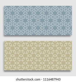 Seamless horizontal borders with repeating line texture. Geometric seamless lace patterns collection for banners, greeting cards or birthday invitations. Ethnic arabic, indian, turkish ornament