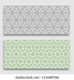 Seamless horizontal borders with repeating line texture. Geometric seamless lace patterns collection for banners, greeting cards or birthday invitations. Ethnic arabic, indian, turkish ornament
